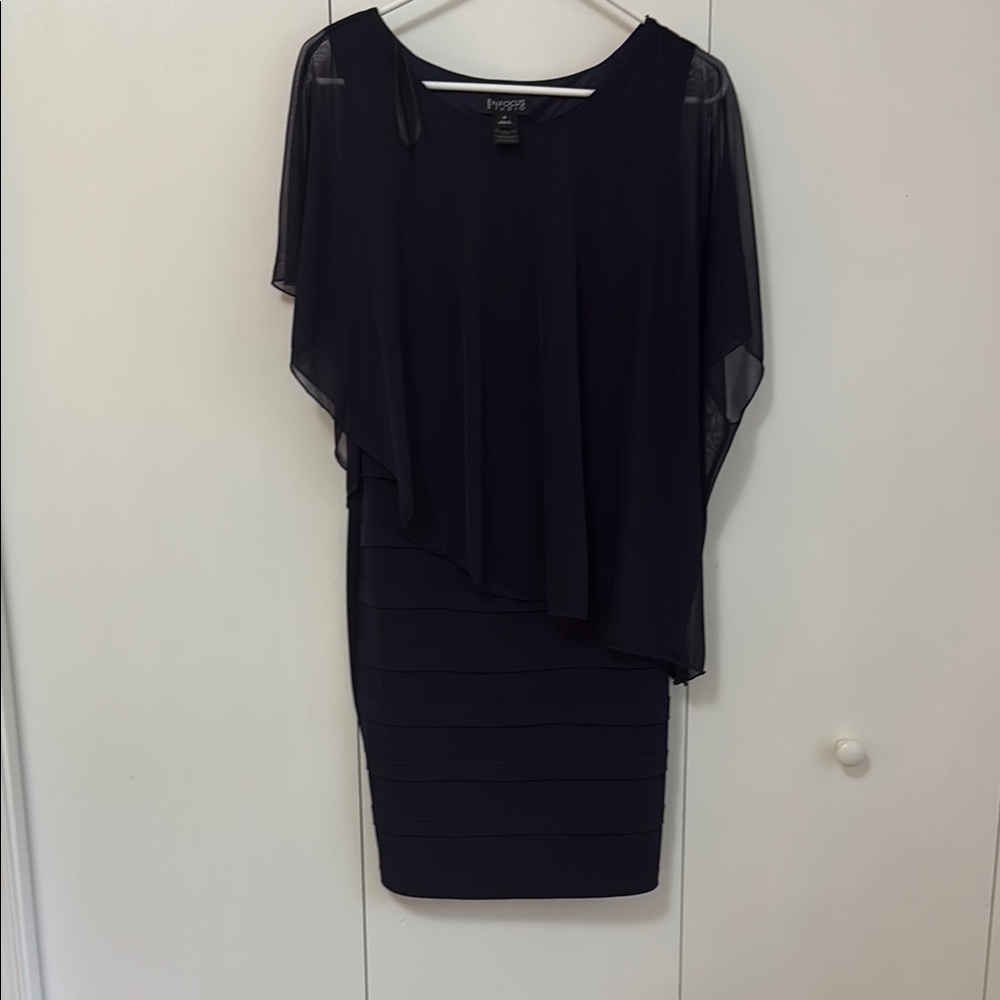 Enfocus Studio Dark Blue Asymmetrical Sheath Dress